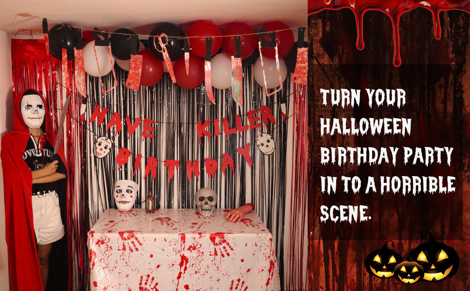 Halloween Decorations Birthday Decorations Halloween Party Decorations Fake Blood Weapons Bloody Garland Banner