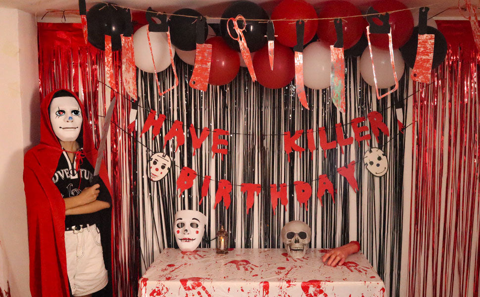 Halloween Decorations Birthday Decorations Halloween Party Decorations Fake Blood Weapons Bloody Garland Banner