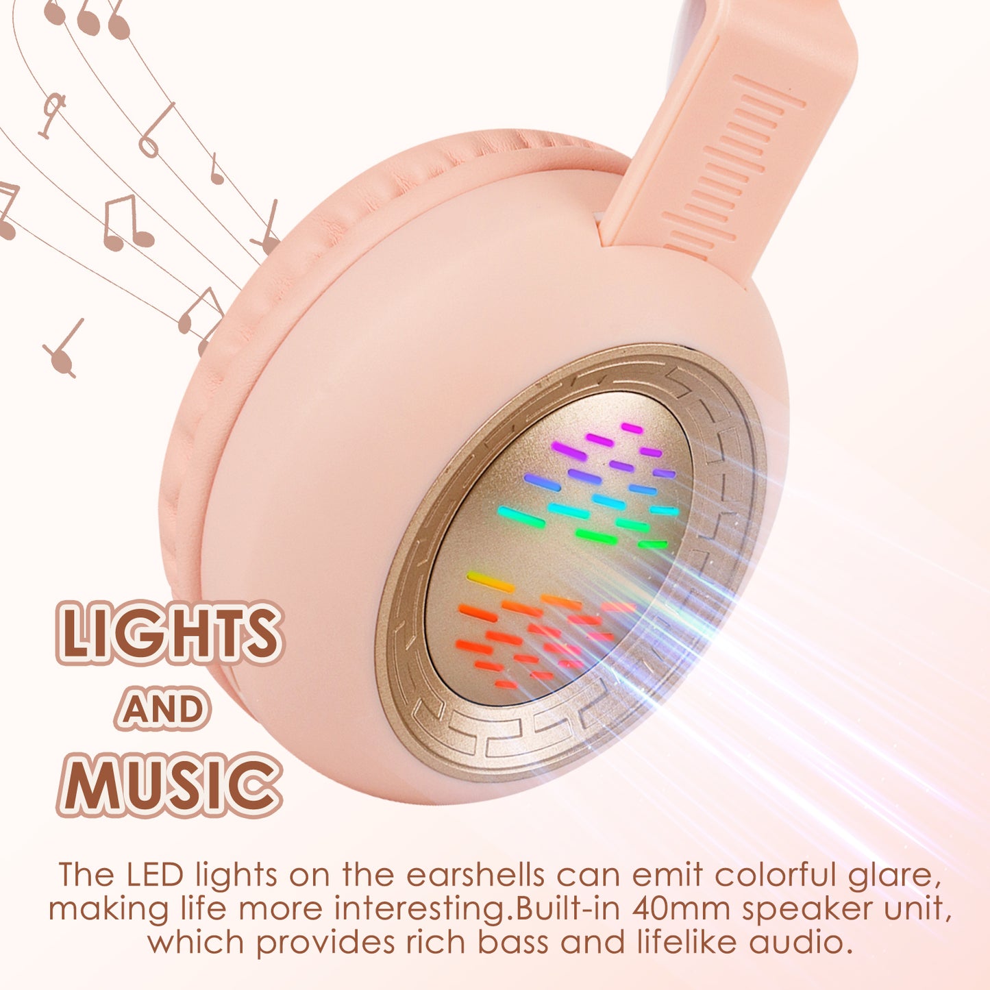 UNIPRIMEBBQ - Kids Headphones Christmas Gift Headphones for Kids LED Light Up bluetooth headphones with mic,over ear bluetooth headphones
